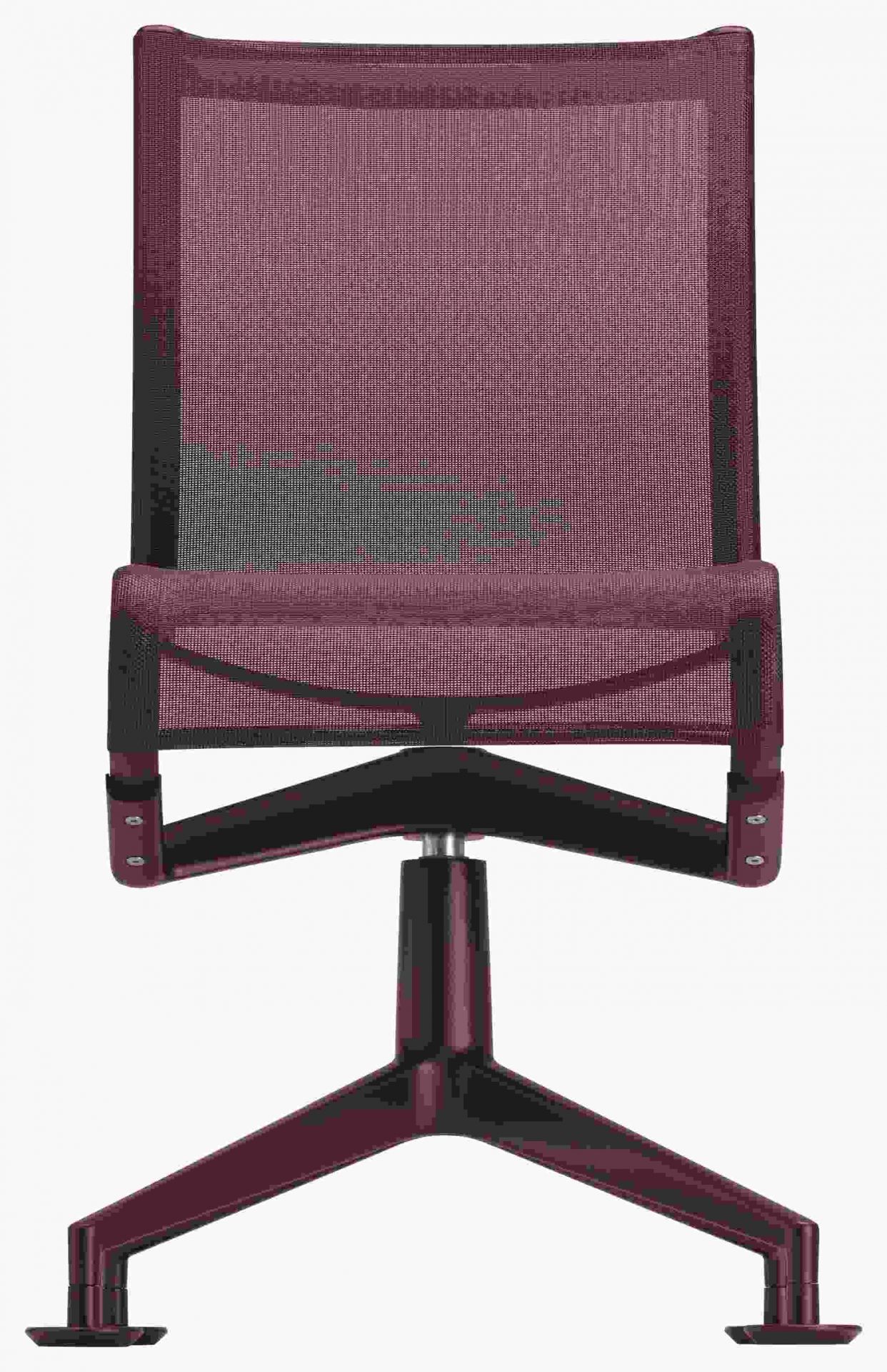 Meetingframe Drehstuhl von Alias in Bordeauxrot mit Netzbespannung, ergonomisch und modern für Büro und Homeoffice.