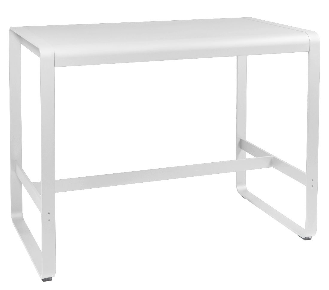 Weißer Bellevie hoher Tisch von Fermob für den Außenbereich, moderner Stehtisch aus pulverbeschichtetem Aluminium.