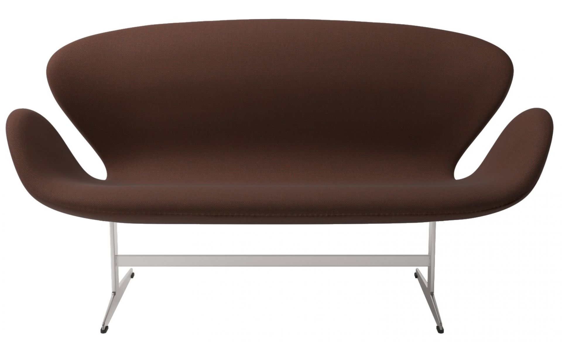 Braunes Schwansofa von Fritz Hansen mit silberfarbenem Metallfuß, modernes Design für Wohnzimmer und Büro.