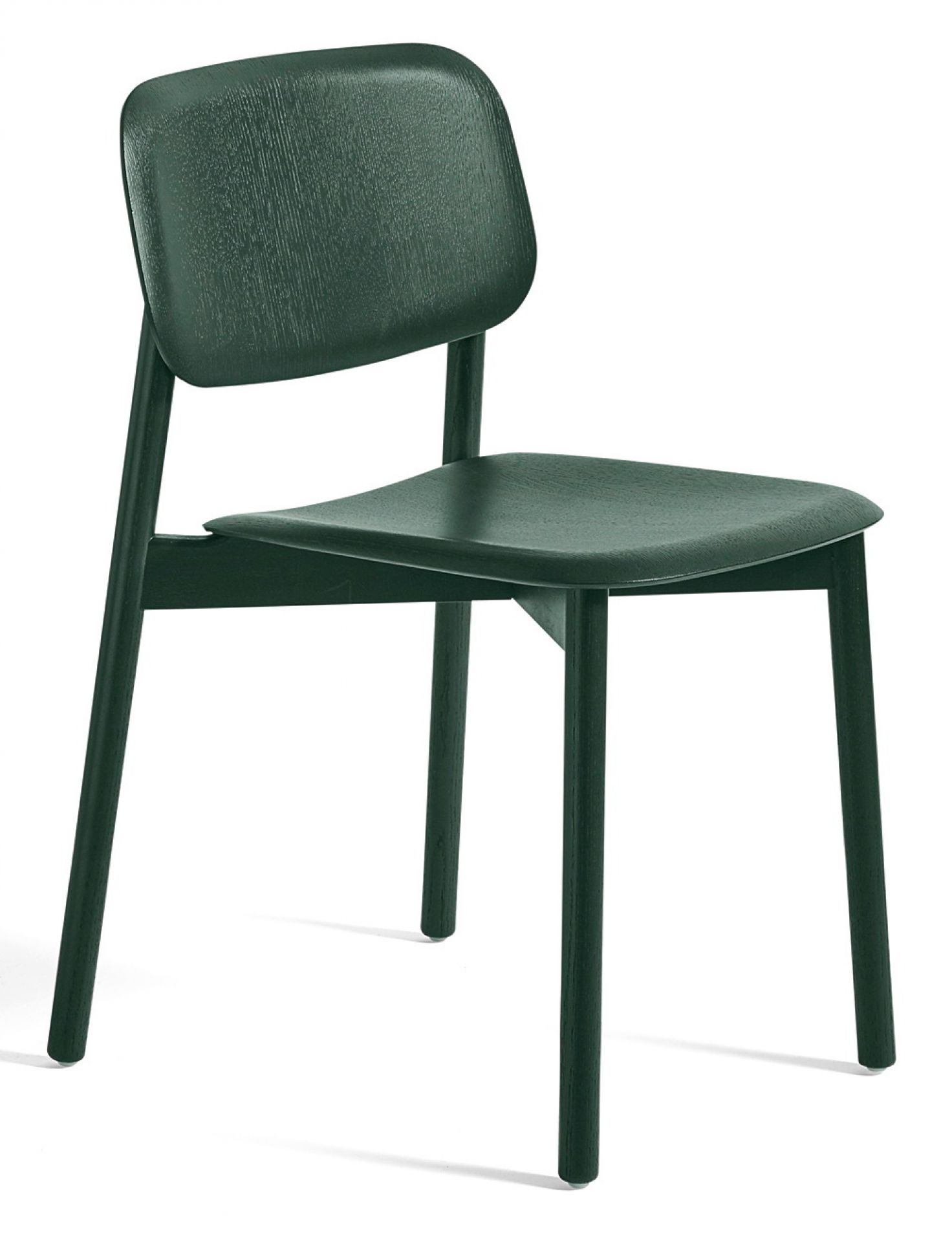Grüner Soft Edge Stuhl von Hay, ein moderner Holzstuhl für Esszimmer und Büro.
