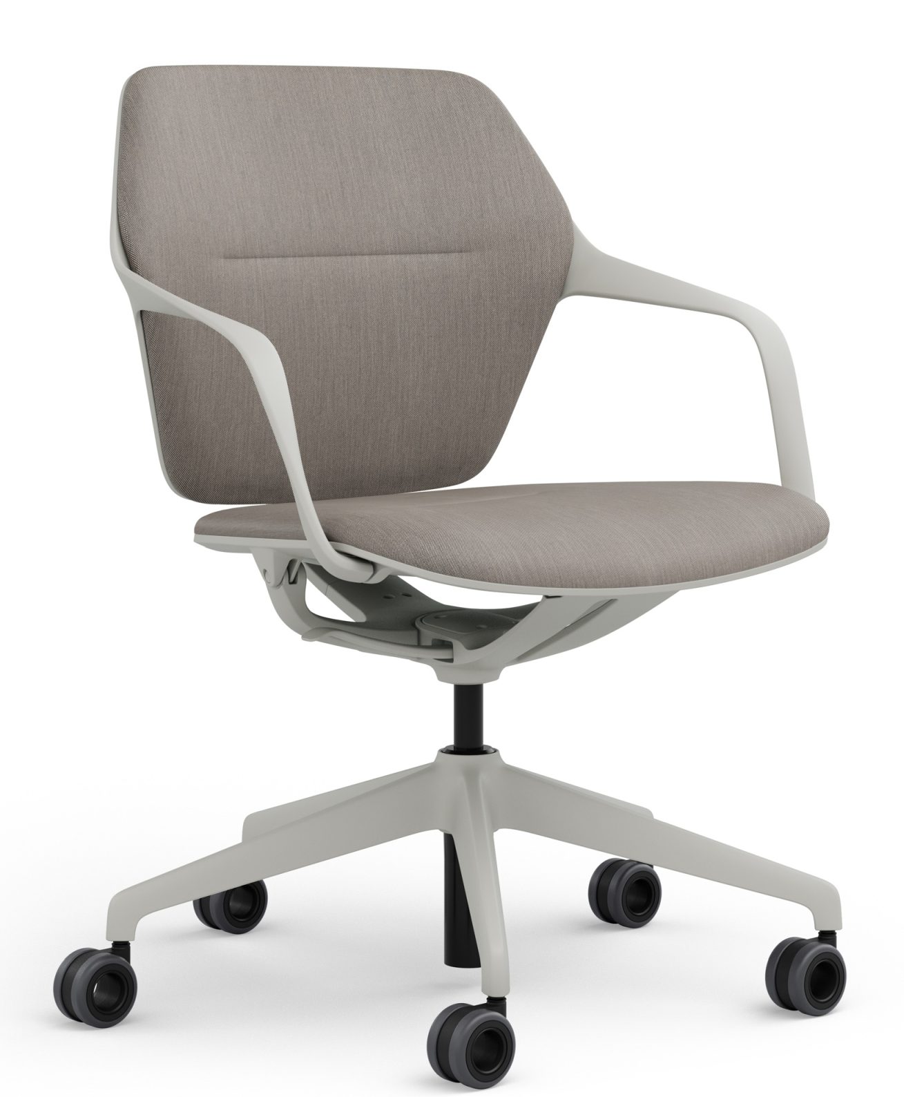 Ray Work 9225 Bürodrehstuhl von Brunner, ergonomischer Drehstuhl mit Armlehnen und Rollen in Grau.