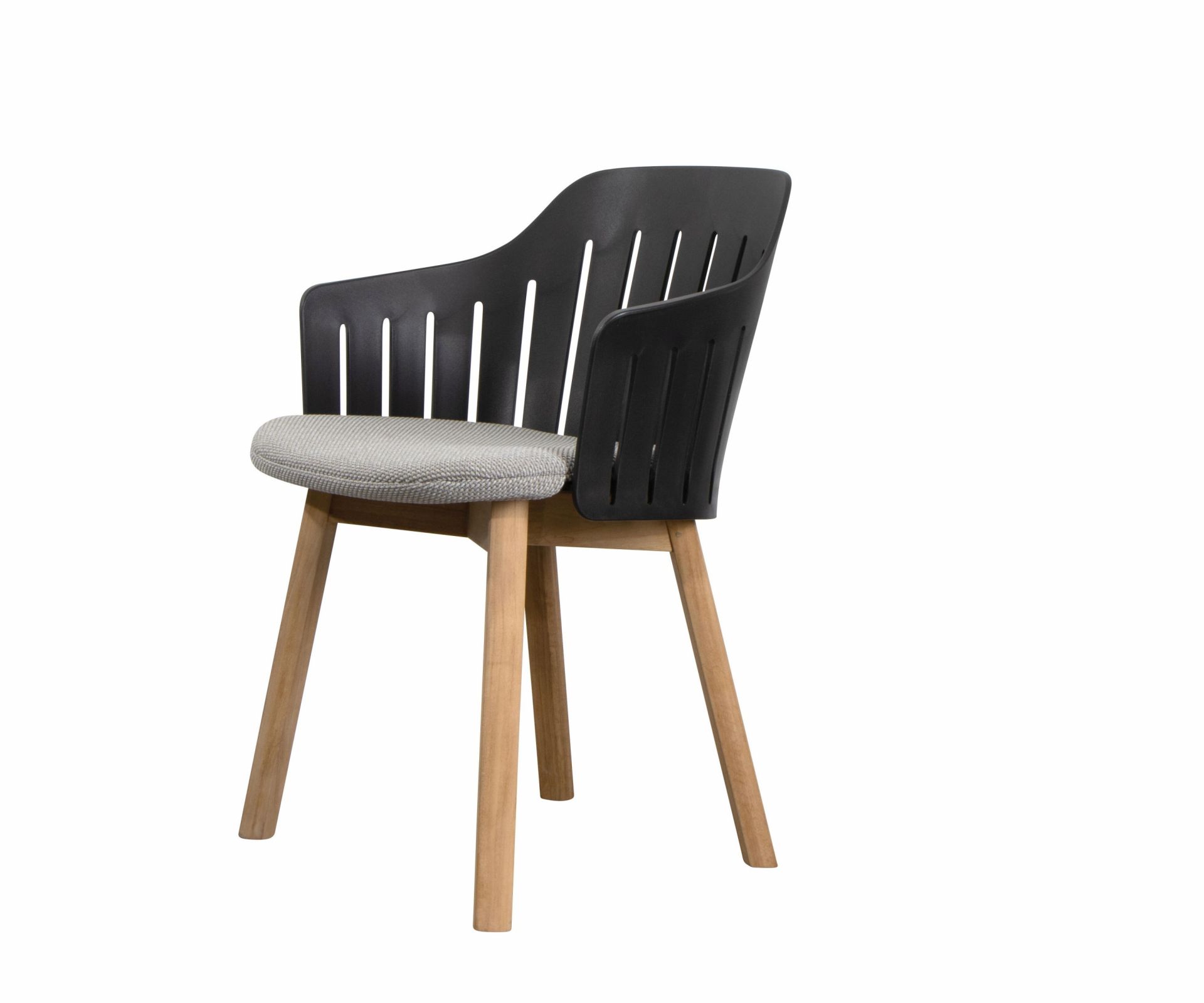 Choice Outdoor-stoel met teakhouten frame, 4 poten, zwart, Cane-Line