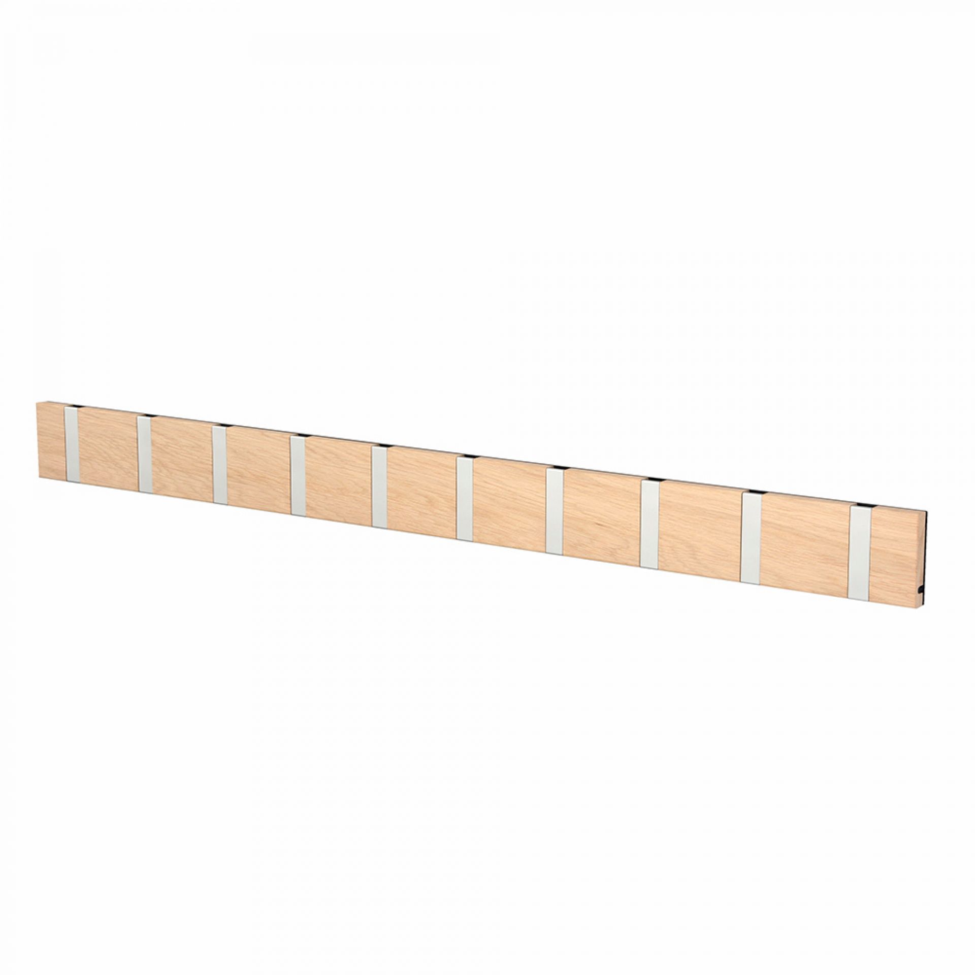Knax Wandgarderobe mit 10 Haken in Loca-Optik, waagerecht montiert, für Flur und Garderobe.