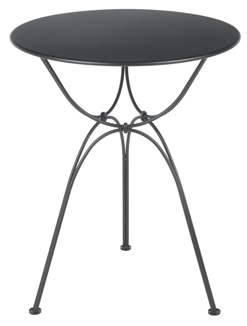 Airloop Tisch Ø 60 cm von Fermob, runder Gartentisch mit filigranem, dreibeinigem Stahlgestell in Anthrazit.