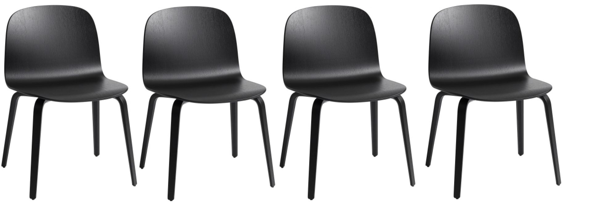 Aanbieding: Visu Chair Wood Base stoelen, set van 4, ZWART, Muuto, UNIEK EXEMPLAAR