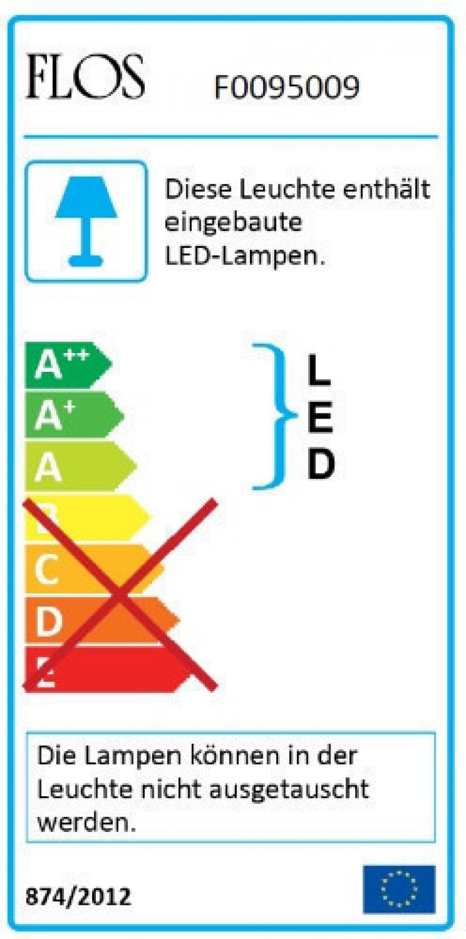 Energieeffizienzlabel für Flos Aim Small Pendelleuchte, LED, nicht austauschbare Lampen.