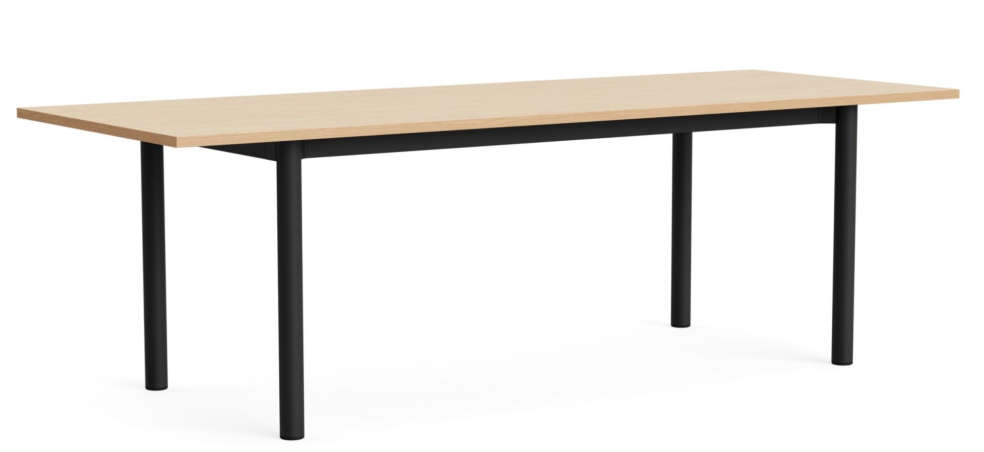 Annex Esstisch von Hay mit hellem Holz und schwarzem Metallgestell, modernes Design für Esszimmer.