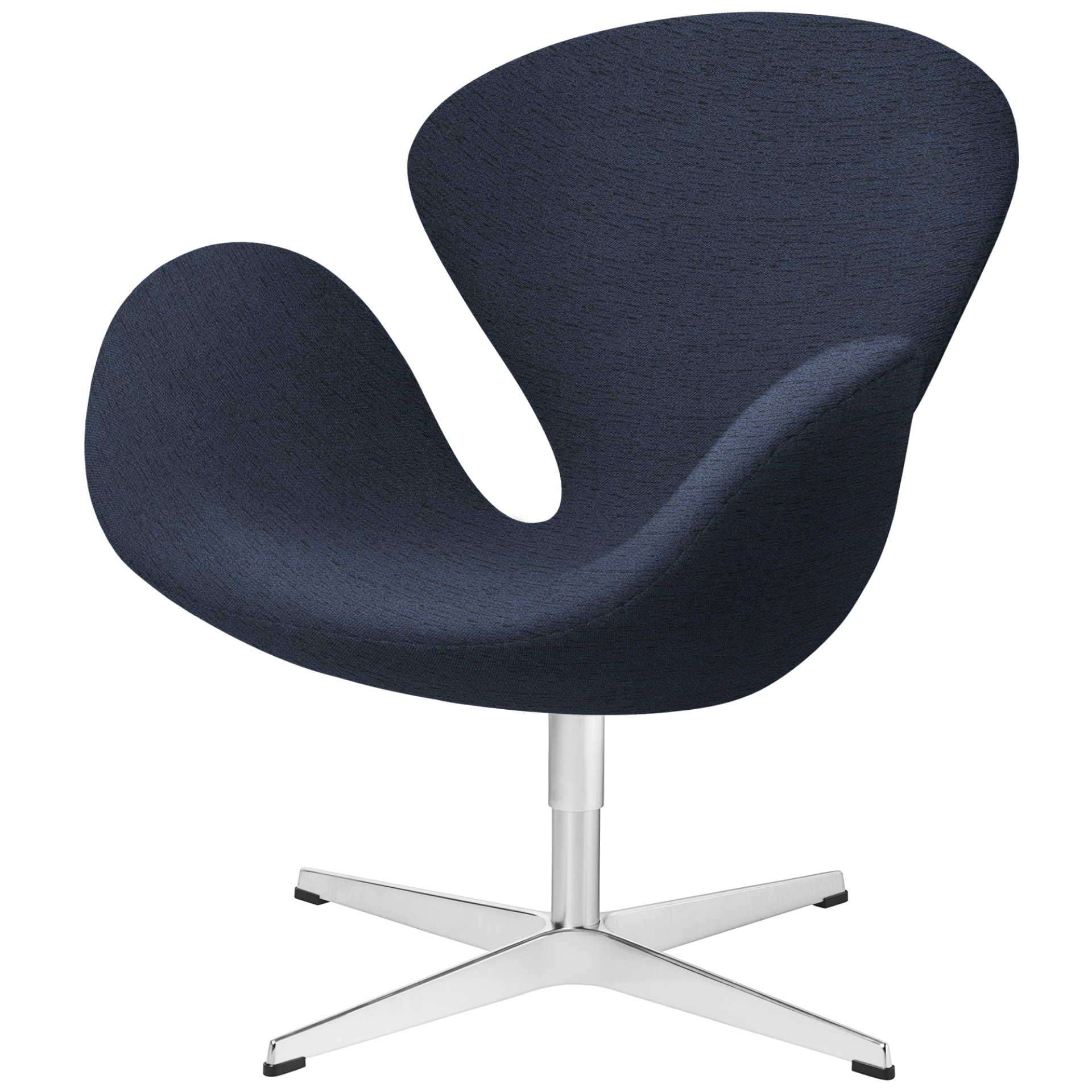 Blauer Schwan Sessel von Fritz Hansen mit Drehfuß aus Metall, Designklassiker.