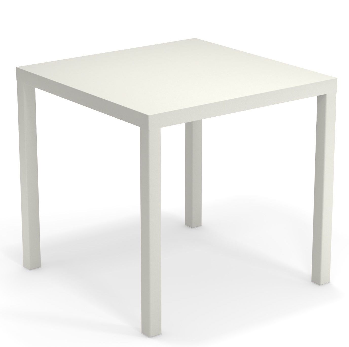Quadratischer, weißer Nova Tisch von Emu für den Außenbereich, minimalistisches Design mit klaren Linien.