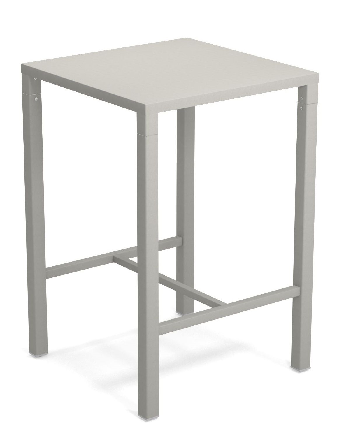 Grauer Nova Hochtisch von Emu für den Außenbereich, quadratische Tischplatte und minimalistisches Design.