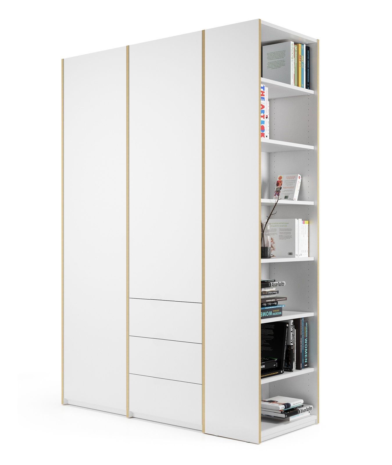 MODULAR PLUS-kastcombinatie met aanbouwrek rechts en 3 laden van Müller Möbelwerkstätten