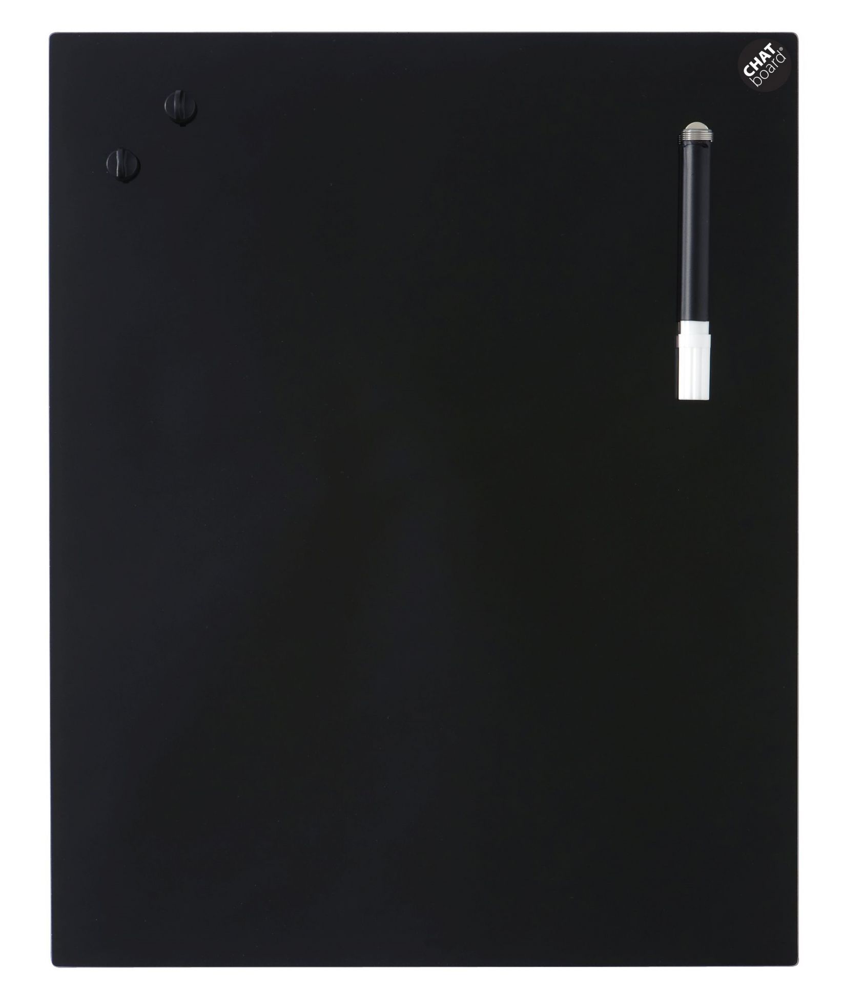Schwarze Chat Board Classic Wand Glastafel, magnetisch, mit Stift und zwei Magneten für Büro und Zuhause.
