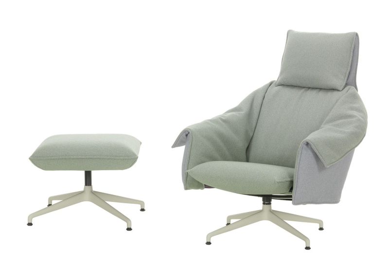 Bascule Fauteuil met hoge rugleuning en voetenbank Vitra