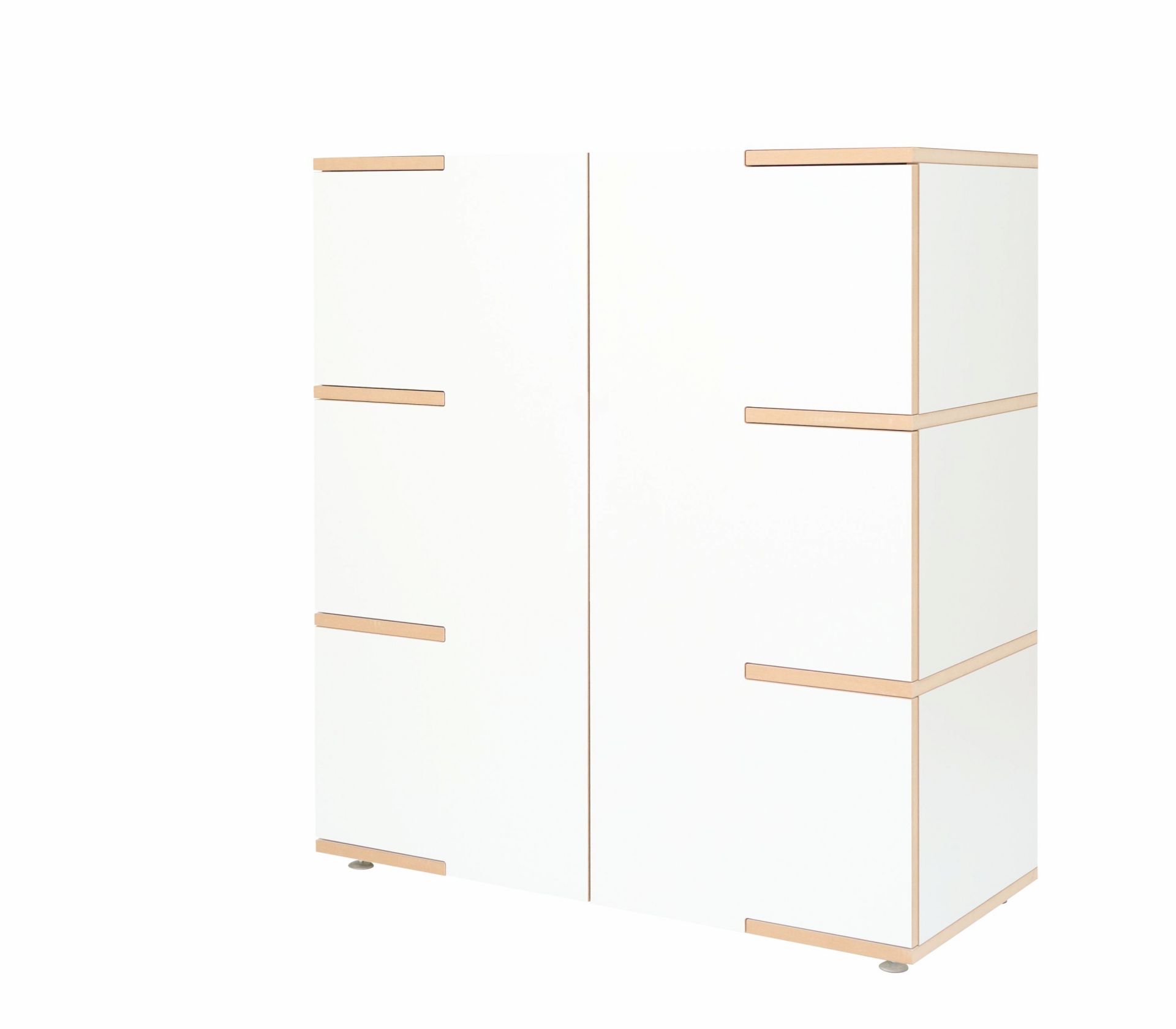 Weißes Tojo Stau Sideboard aus Holz mit minimalistischem Design für Wohnzimmer und Büro.