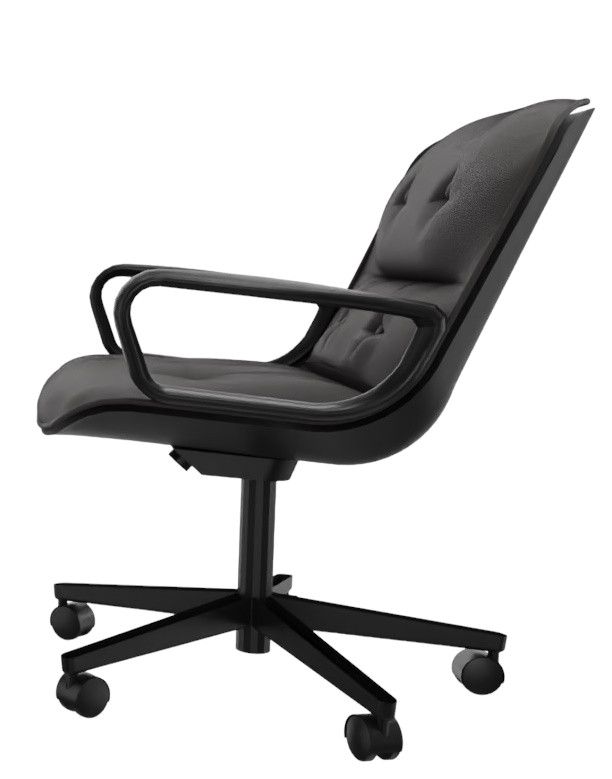 Schwarzer Pollock Executive Drehstuhl von Knoll International mit Armlehnen, seitliche Ansicht. Bürostuhl mit Rollen.