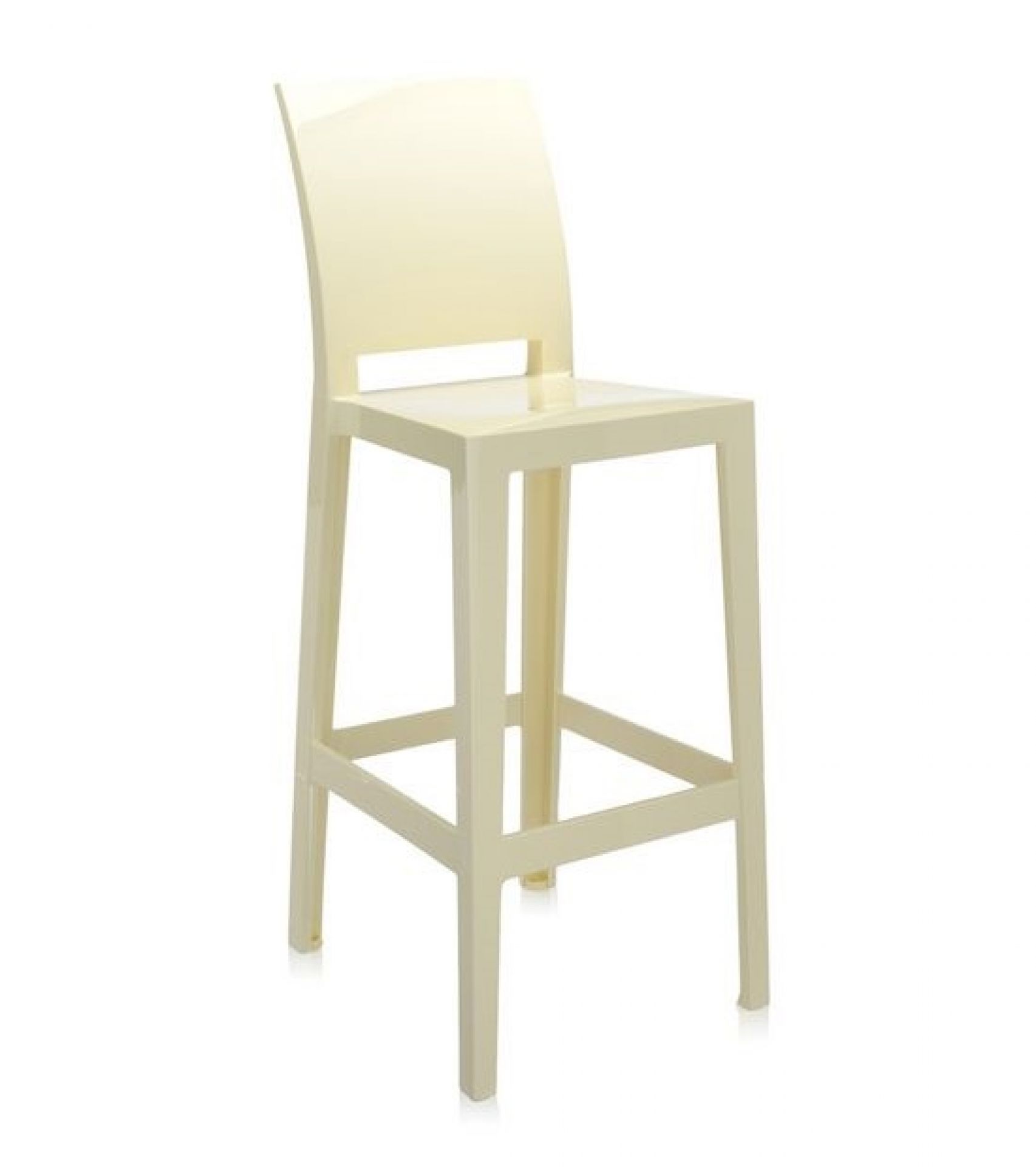 Elfenbeinfarbener "One More" Barhocker von Kartell, moderner Design-Hocker für Küche oder Bar.