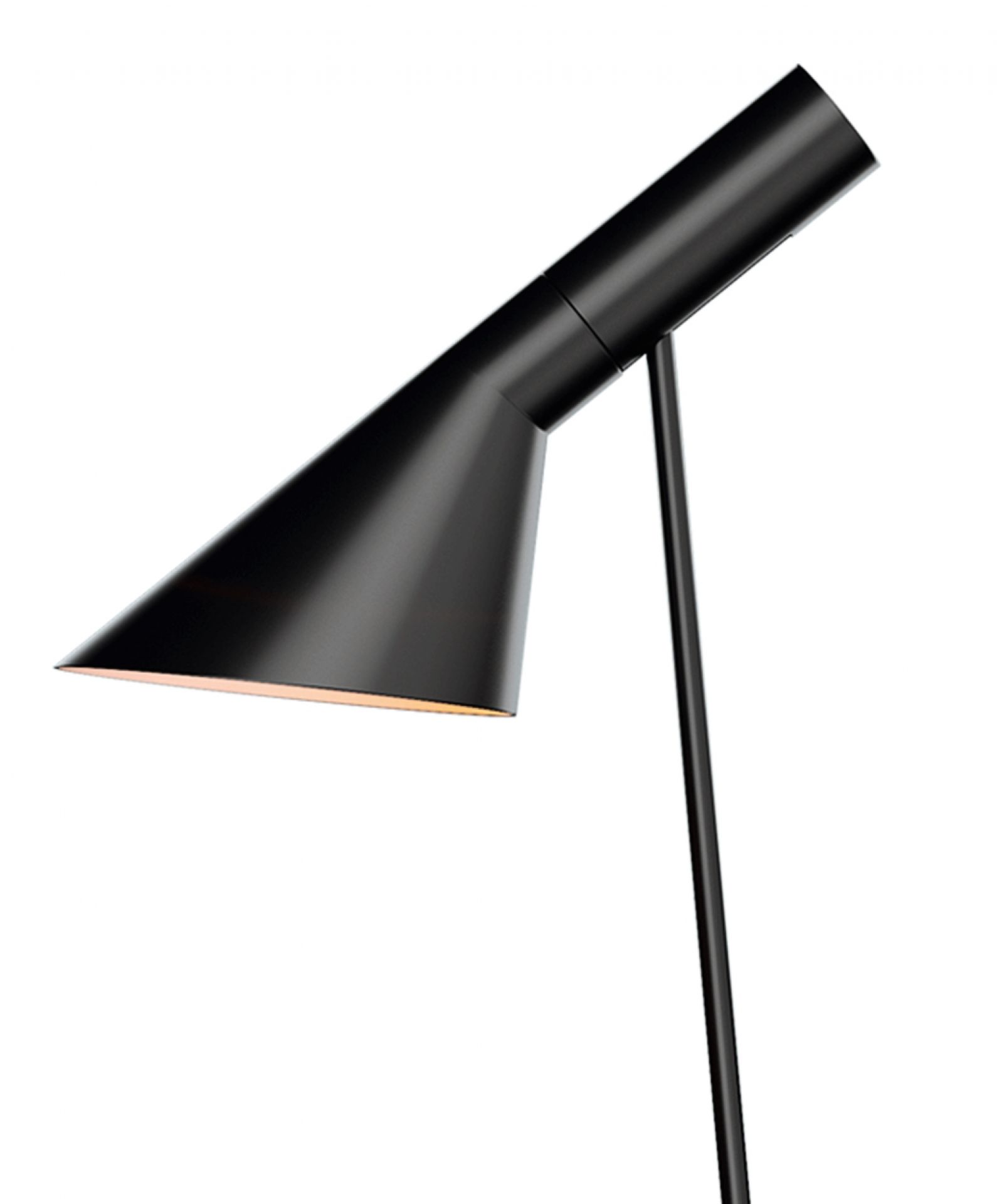 Schwarze AJ Stehleuchte von Louis Poulsen, modernes Design für Wohnzimmer und Büro.