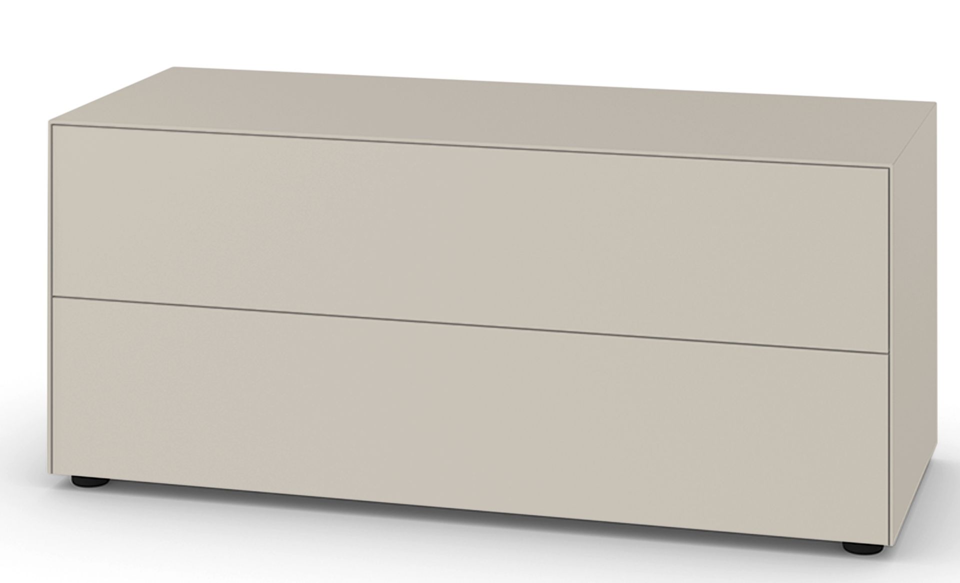 Piure Nex Pur Box Board mit Schublade in Beige, modernes Sideboard für Wohnzimmer und Schlafzimmer.