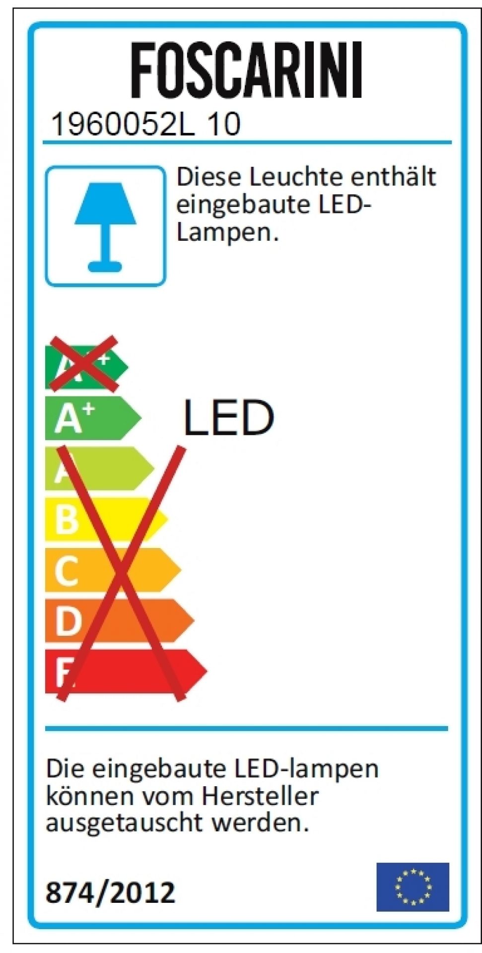 Energieeffizienzlabel der Foscarini Bahia Mini Wandleuchte, A+ LED Lampe, austauschbar.