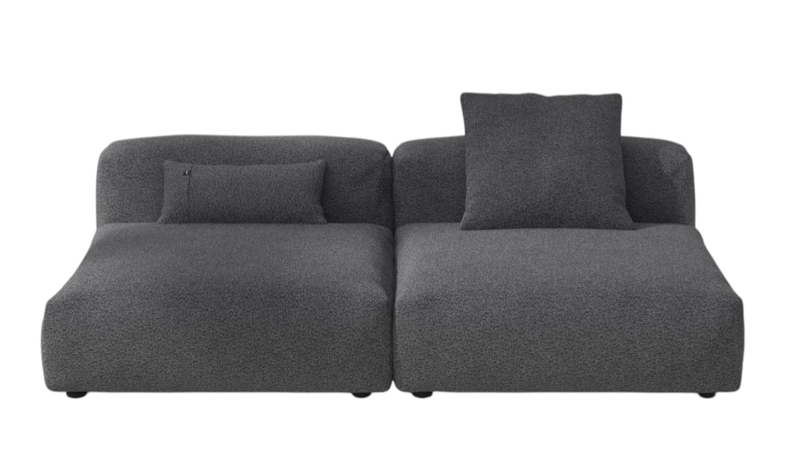 Vetsak Pillow Set: Graues 2er-Set Kissen auf einem modularen Sofa, gemütliche Wohnzimmer Dekoration.