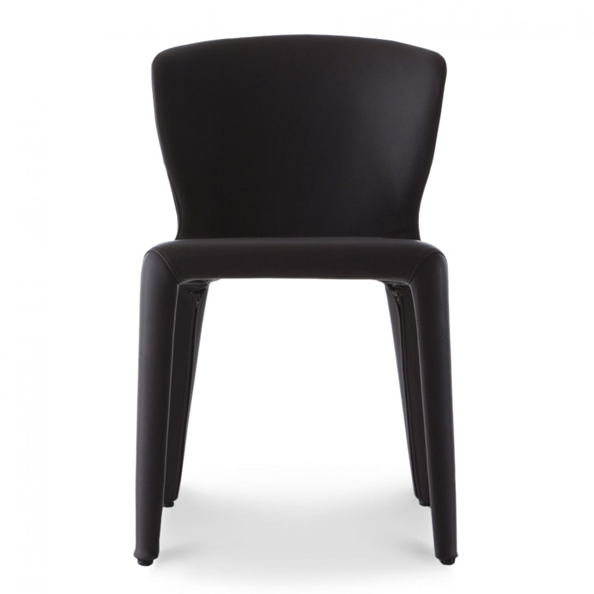 369 Hola Stuhl von Cassina, brauner Lederstuhl mit abgerundeter Rückenlehne und minimalistischem Design.