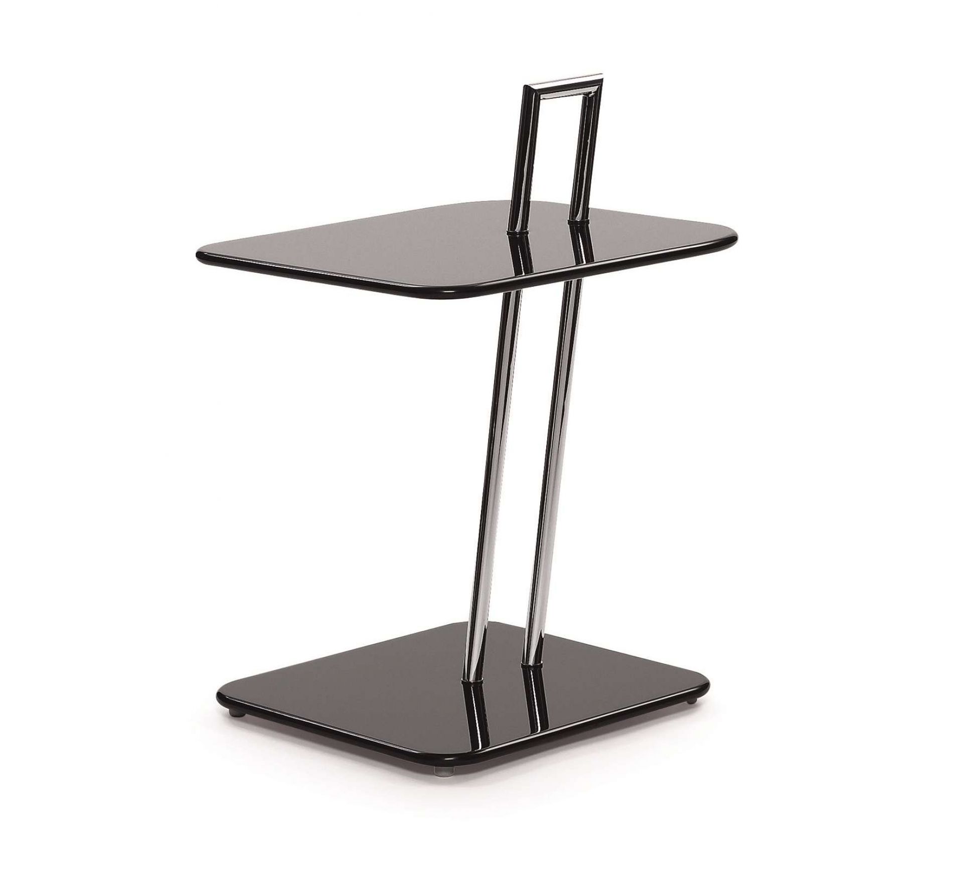 Schwarzer ClassiCon Beistelltisch mit Chromgestell. Moderner, eleganter Ablagetisch für Wohnzimmer und Büro.
