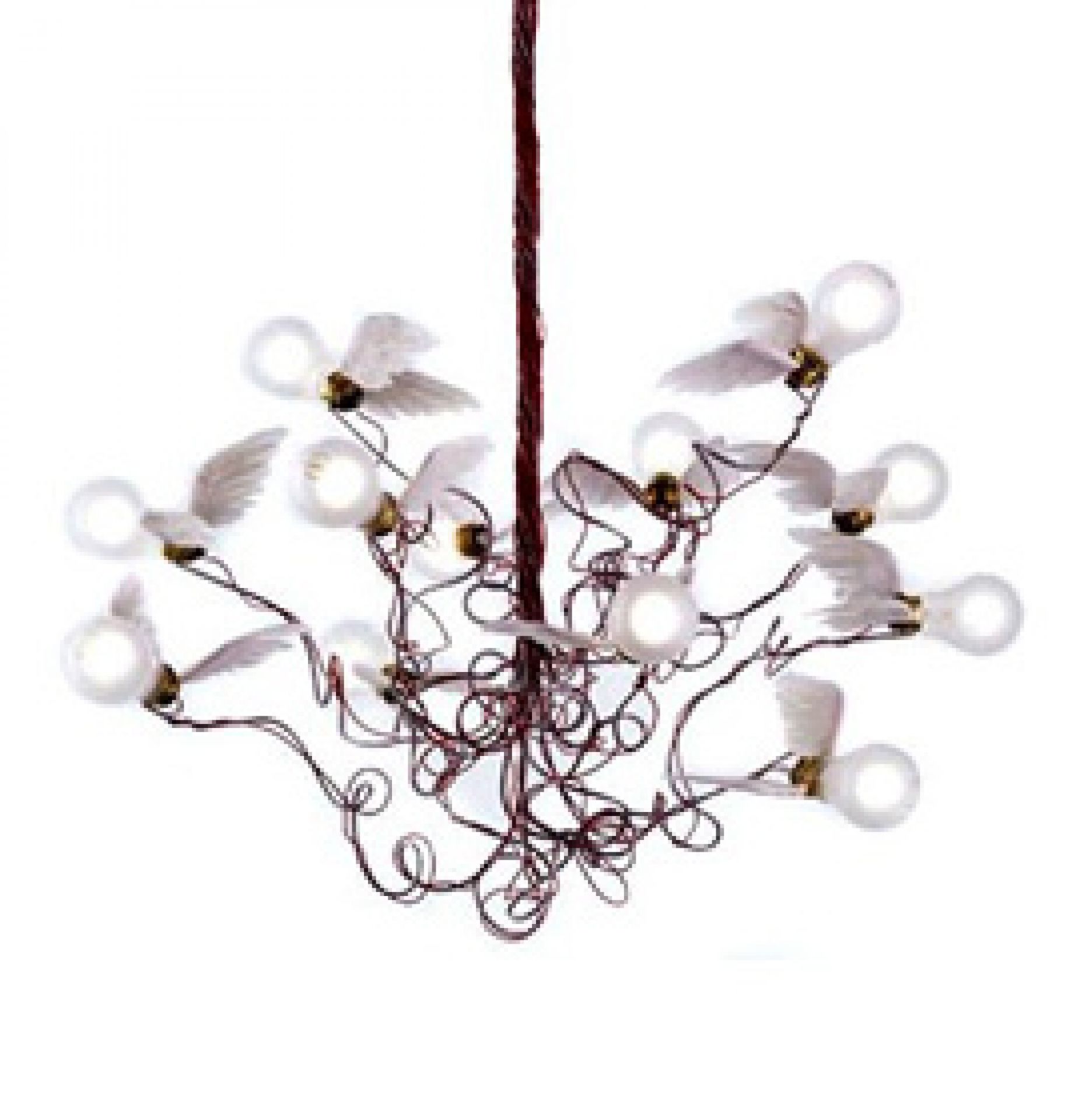 Birdie LED Kronleuchter: Designlampe mit geflügelten Glühbirnen, moderne Deckenleuchte für Wohnzimmer und Esszimmer.