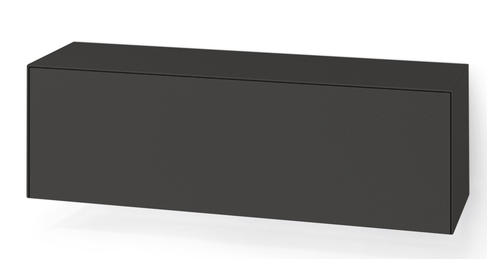Schwarzes Nex Pur Box Board von Piure mit Schubkasten, modernes Wandregal für Wohnzimmer und Büro.