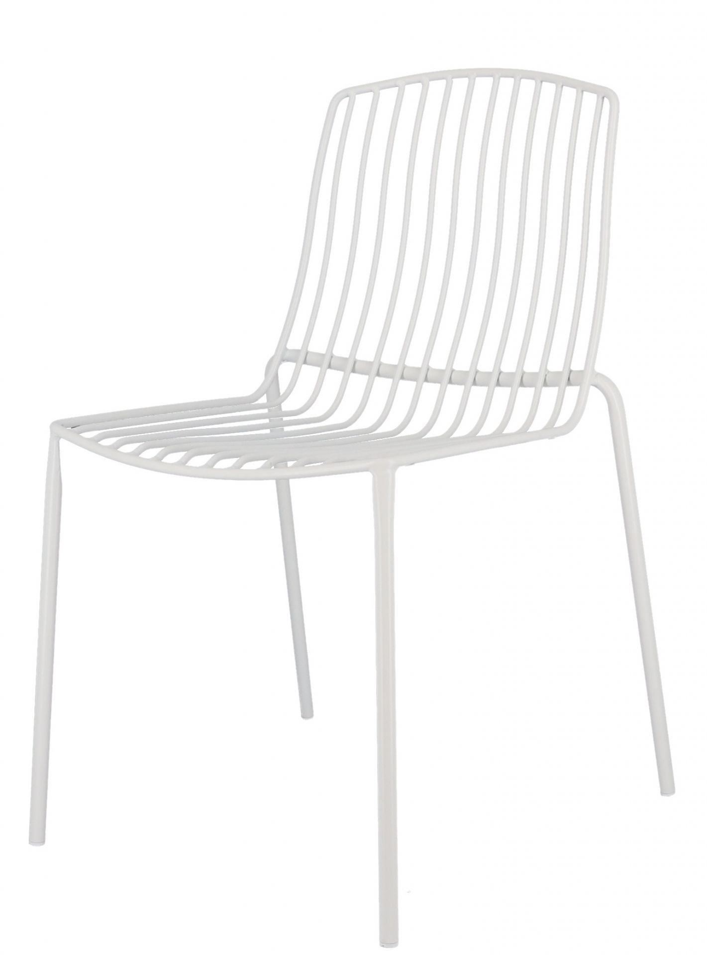 Weißer Mori Stuhl von Jan Kurtz für den Außenbereich, minimalistisches Design mit Stahlgestell.