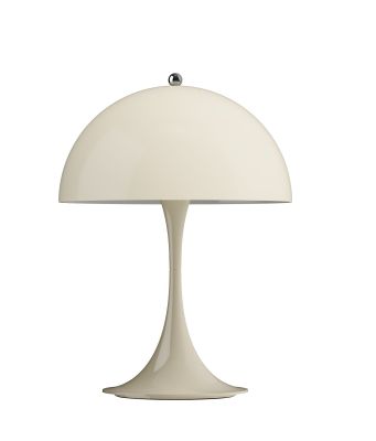 Cremefarbene Panthella Tischleuchte von Louis Poulsen, eine moderne und kabellose Akku-Tischlampe für den Innenbereich.