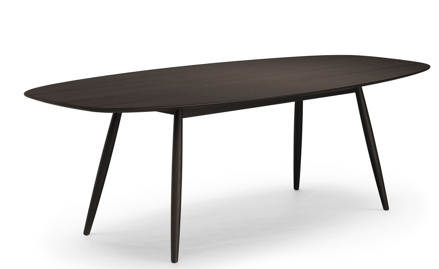 2990 Moualla Table Esstisch von Walter Knoll, oval, dunkelbraunes Holz, vier Beine.