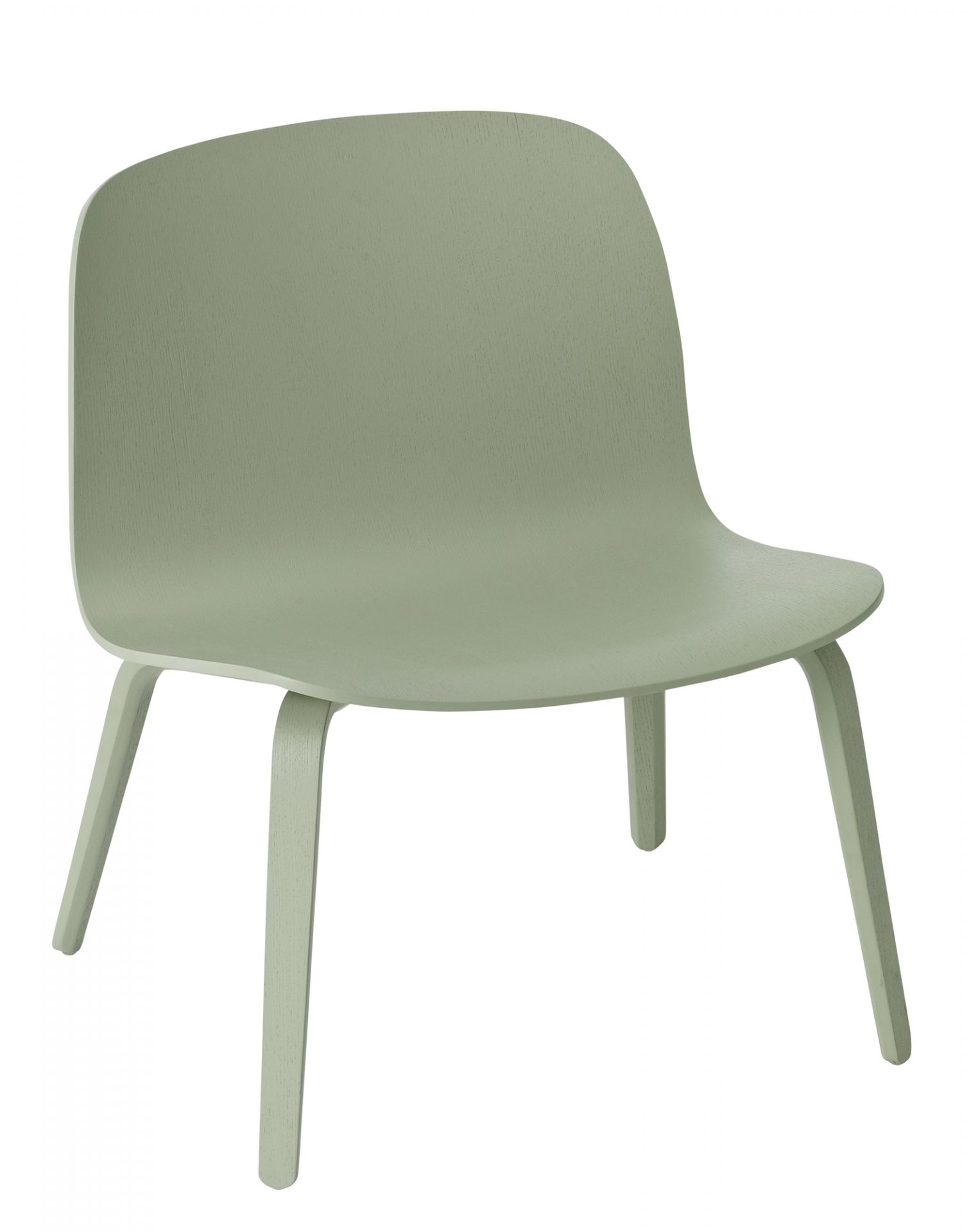 Visu Lounge Chair von Muuto, moderner Sessel aus Holz in sanftem Grün.