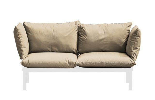Fiam Domino Outdoor-bank voor twee personen met armleuningen en kussens van Jan Kurtz, wit/taupe