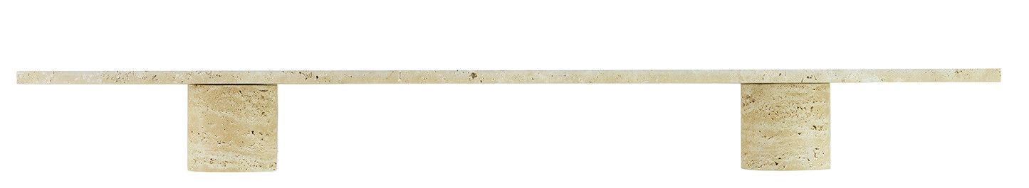 Nahaufnahme des Sten Regal 120 cm von Normann Copenhagen, gefertigt aus Travertin, minimalistisches Design.