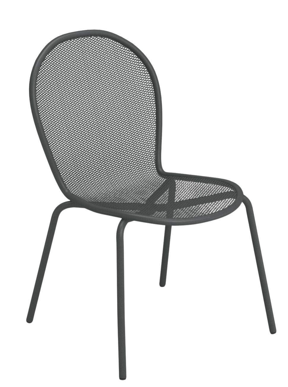 Grauer Ronda Stuhl von Emu für den Außenbereich, Metall-Geflecht, Gartenmöbel für Terrasse und Balkon.