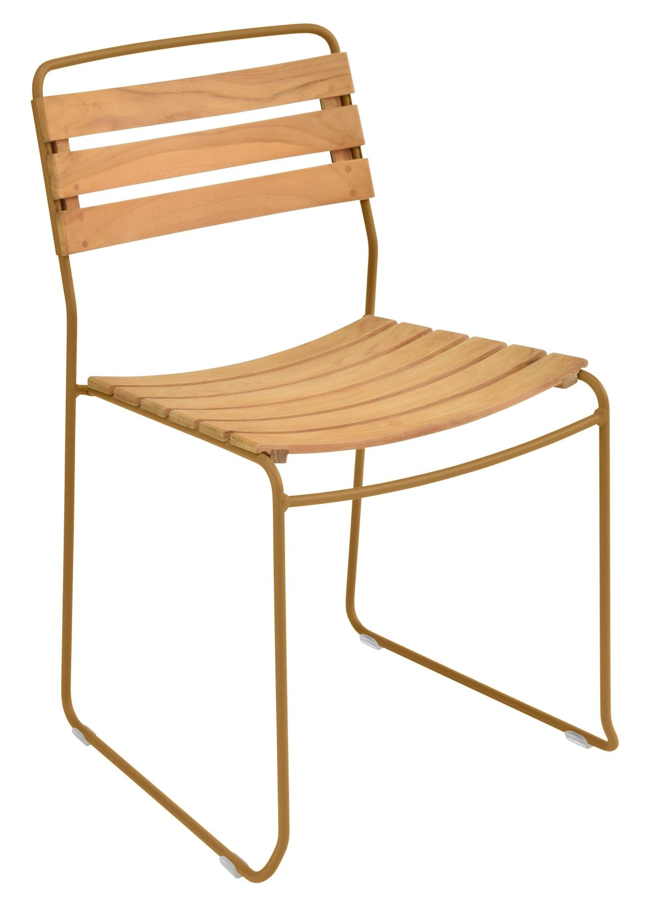 Fermob Surprising Teak Chair Outdoor Stuhl: Moderner Gartenstuhl aus Teakholz und Metallgestell für den Außenbereich.