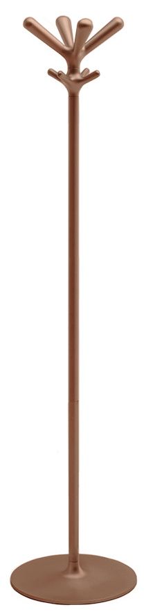 Bronzefarbener Pop Kleiderständer von Rexite mit runder Basis und mehreren Haken für Jacken und Mäntel.