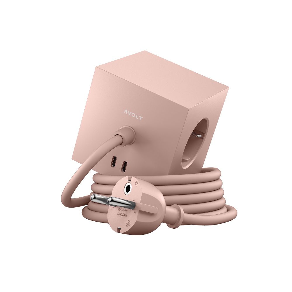 Square 1 - Avolt stopcontactblok met USB-C NIEUW ROZE dfp Design UNIEK EXEMPLAAR
