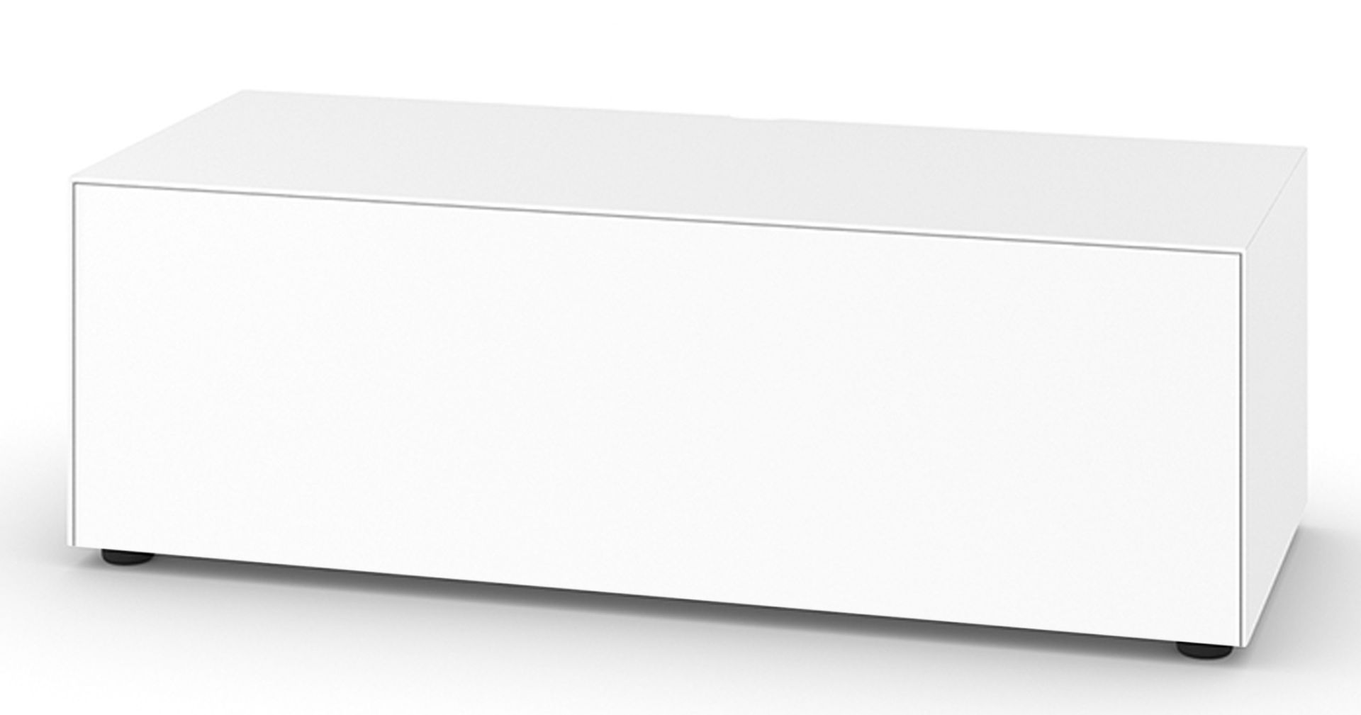Weißer Piure Nex Pur Box Board mit Schubkasten, modernes Sideboard für Wohnzimmer und Büro.