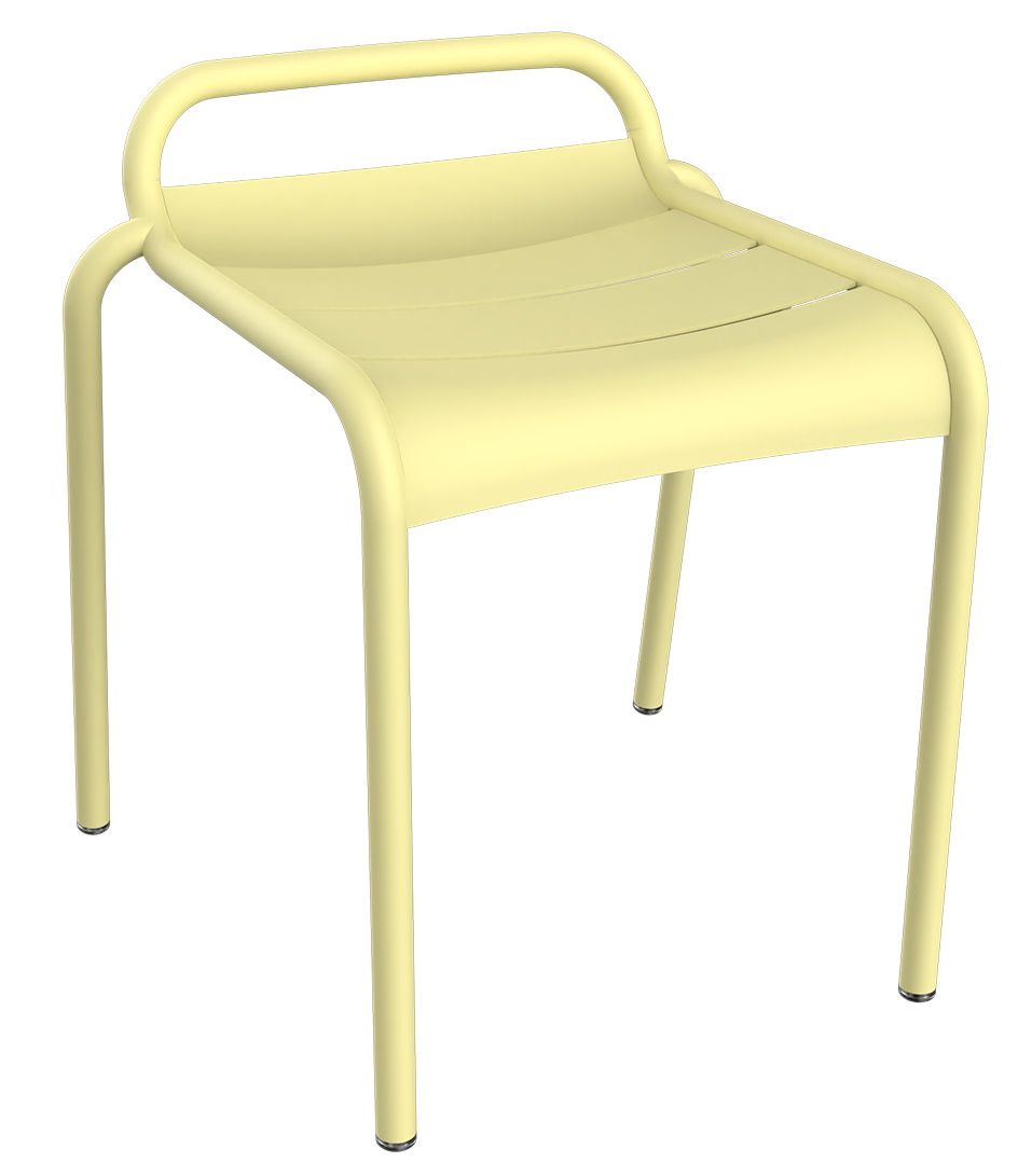 Gelber Luxembourg Hocker von Fermob für den Außenbereich, aus Metall, moderne Gartenmöbel.