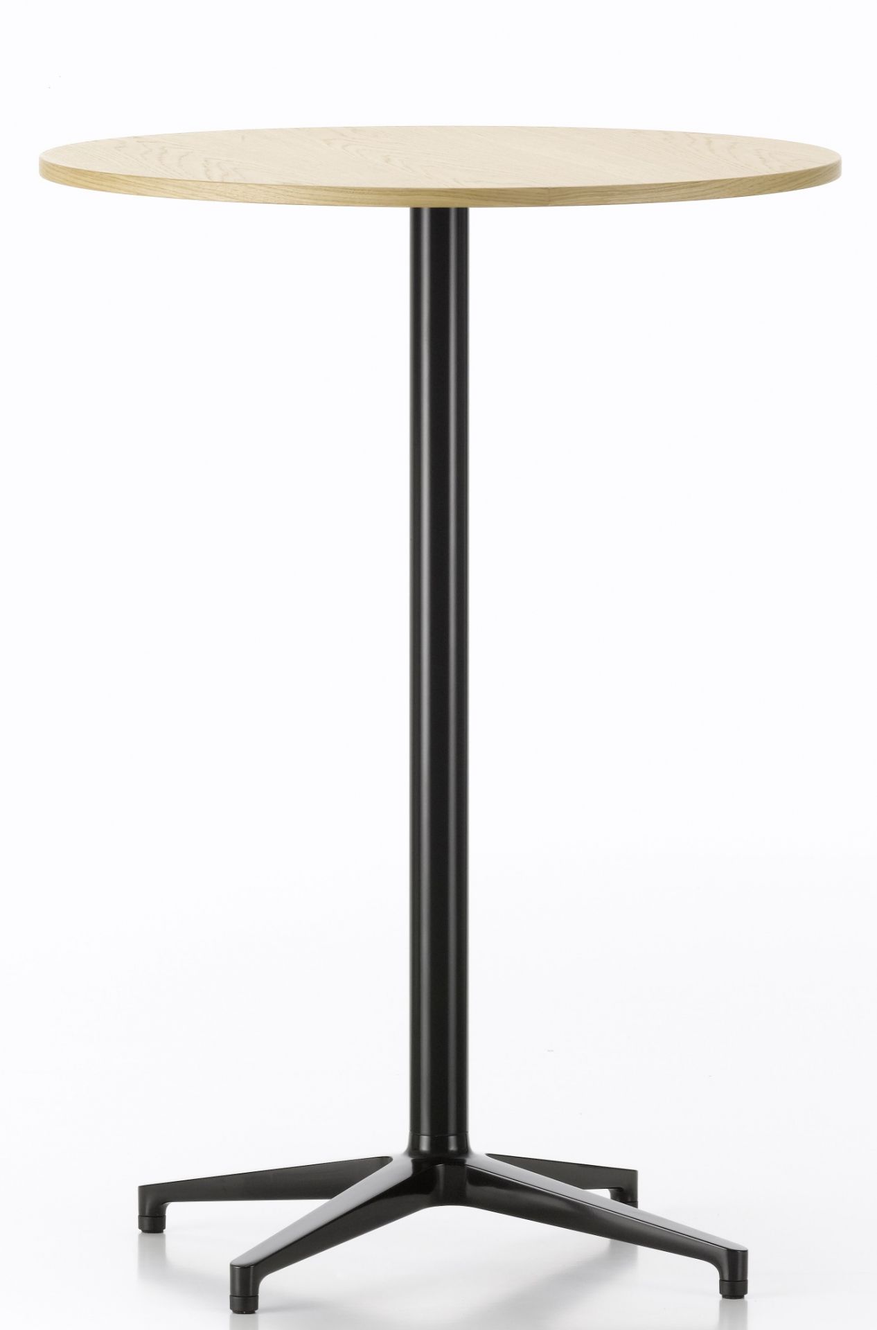 Bistro Table Stehtisch von Vitra für den Innenbereich mit heller Tischplatte und schwarzem Fuß.