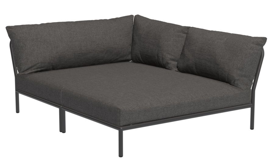 Graues Level 2 Cozy Corner Outdoor Sofa von Houe mit Kissen und Stahlrahmen.
