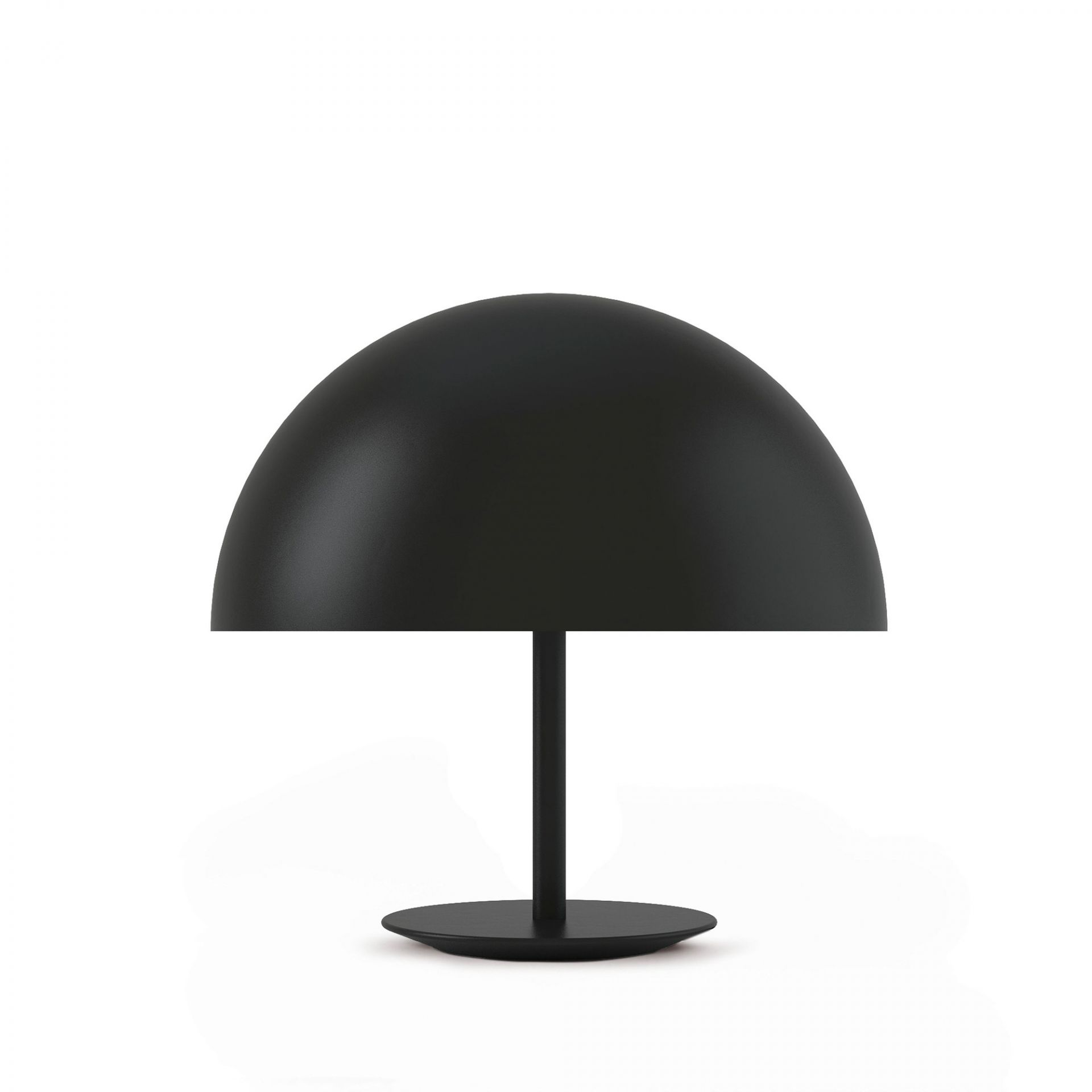 Schwarze Dome Lampe mit halbrunder Form für Tisch oder Nachttisch.