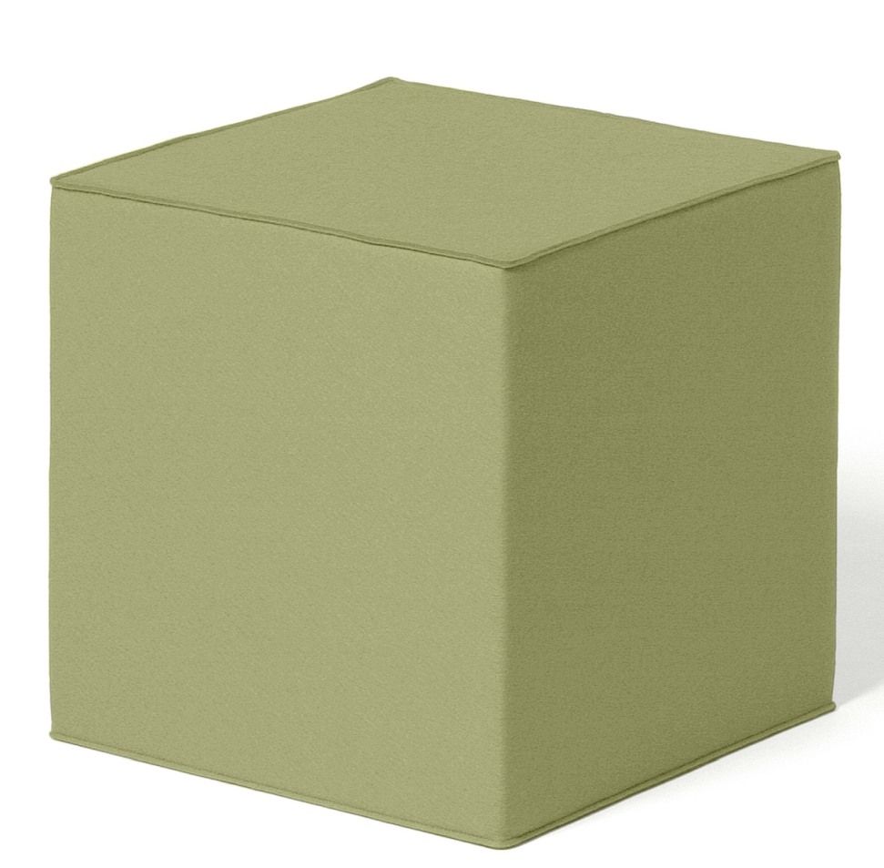 Quart Sitzmöbel von HEY-SIGN, ein grüner Sitzwürfel aus Filz, ideal als Hocker oder Beistelltisch.