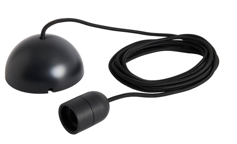 Schwarzes Common Cord Set für Hay Pendelleuchte mit Fassung und Textilkabel. Leuchtenzubehör für Hängelampen.