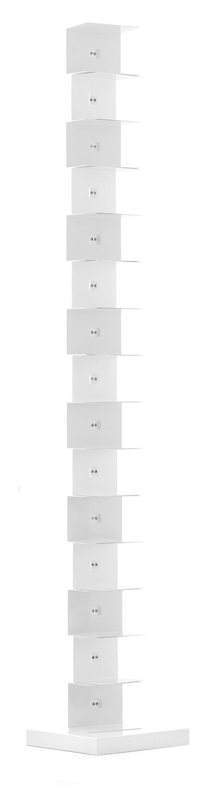 Weißes Ptolomeo Bücherregal von Opinion Ciatti, minimalistisches Design für moderne Wohnräume, vertikale Bücheraufbewahrung.