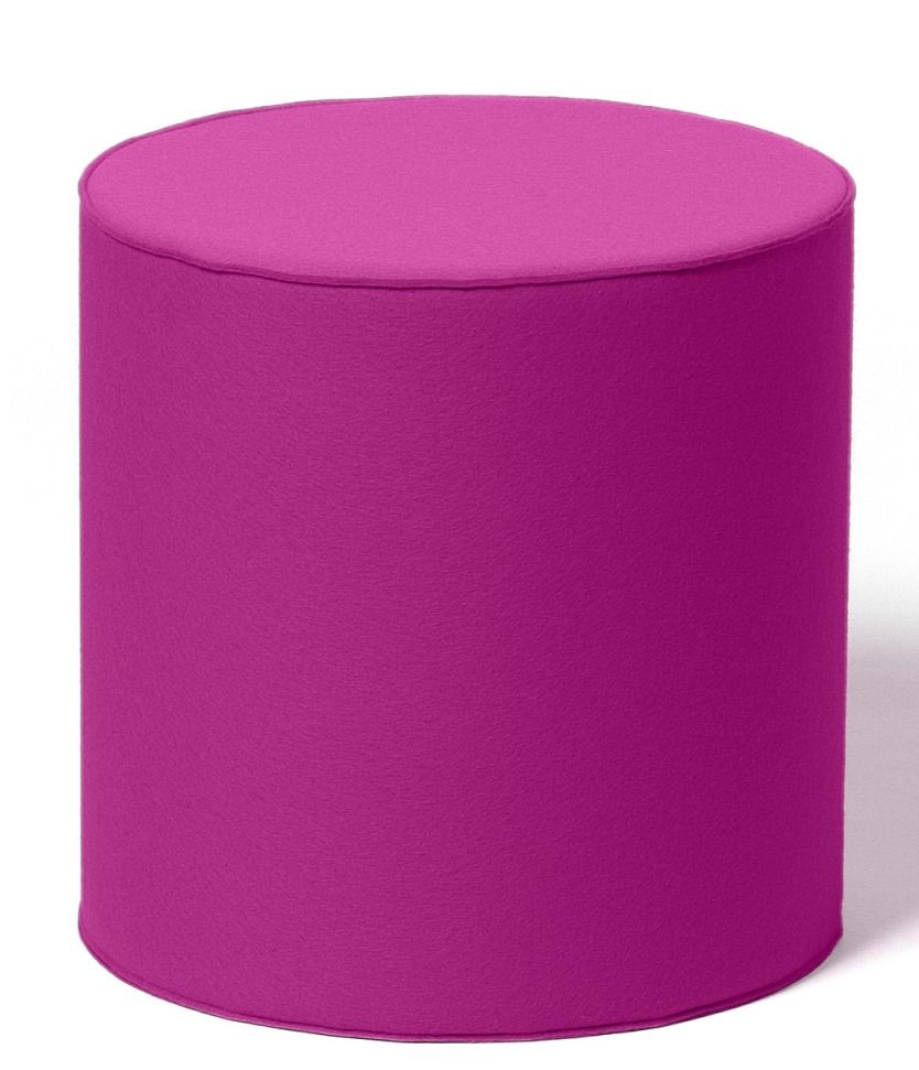 Pinker, zylinderförmiger Sitzhocker aus Stoff, ideal als modernes Möbelstück und bequeme Sitzgelegenheit.