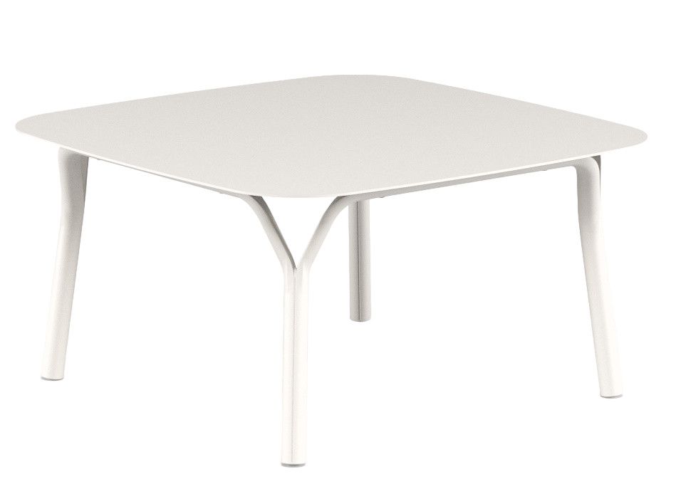 Weißer, quadratischer Emu Angel Outdoor Tisch, niedriger Beistelltisch für Garten und Terrasse.