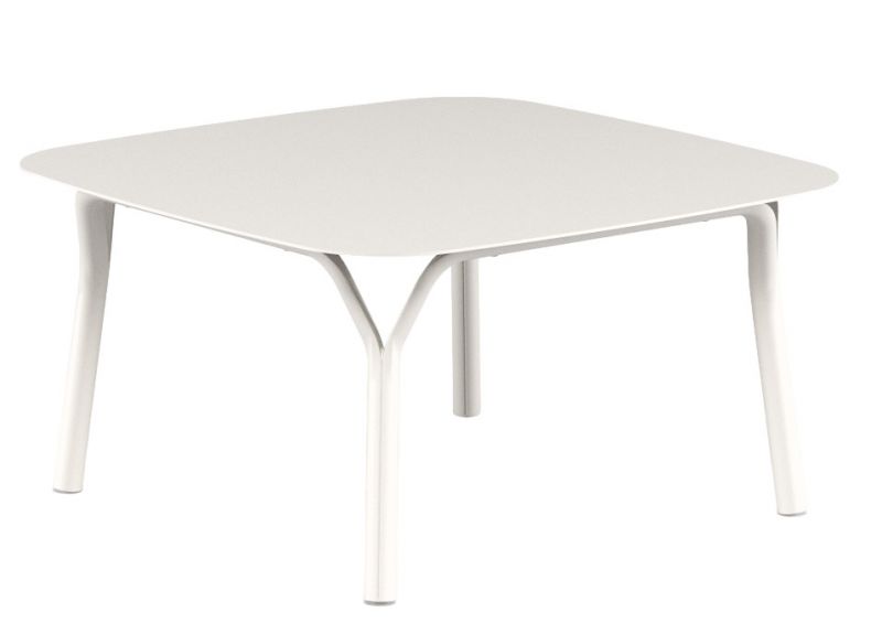 Weißer, quadratischer Emu Angel Outdoor Tisch, niedriger Beistelltisch für Garten und Terrasse.