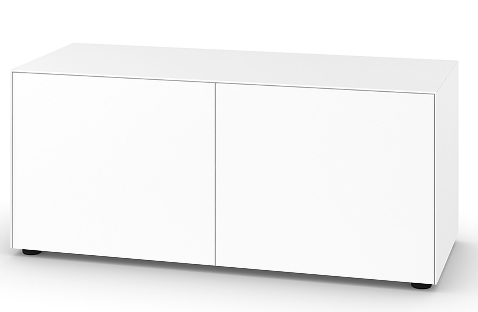 Weißes Nex Pur Box Board von Piure mit zwei Türen und minimalistischem Design.